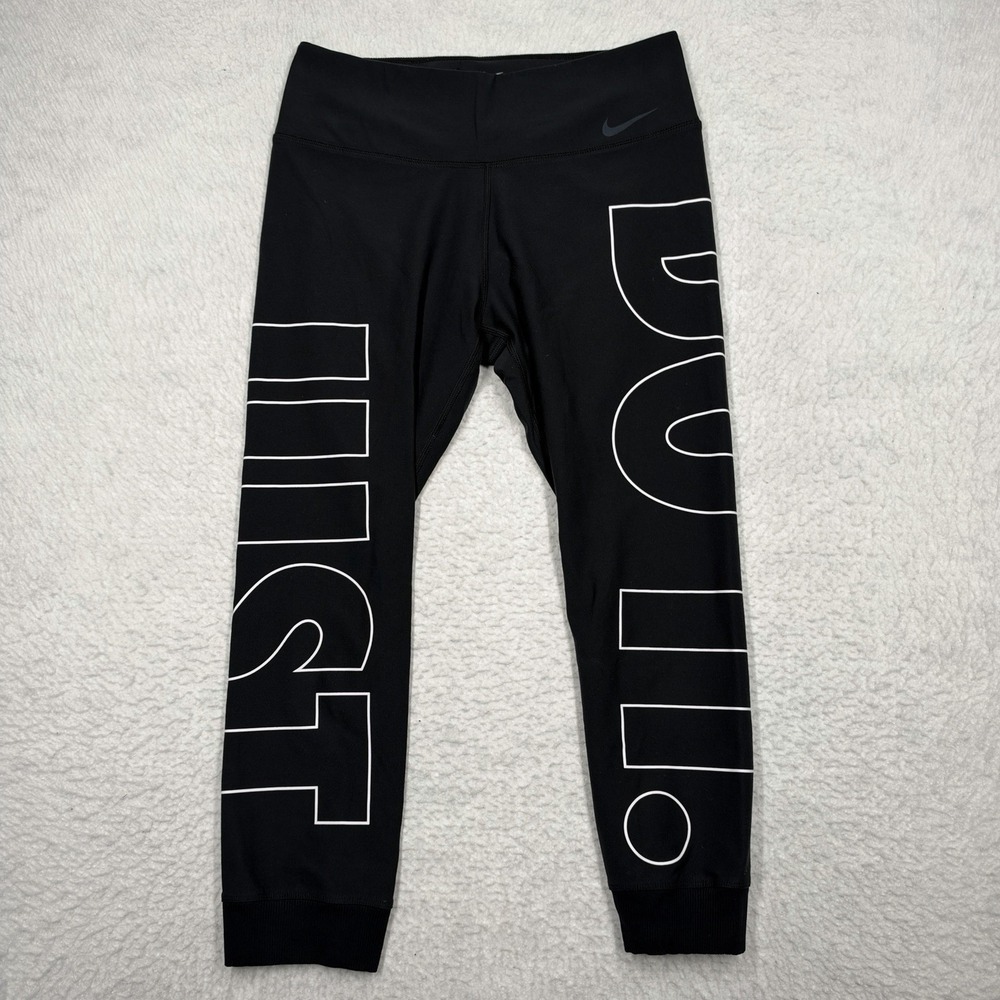 Nike Dri Fit Power Legend Just Do It Cropped Capri Leggings 852703-010 Women's M
